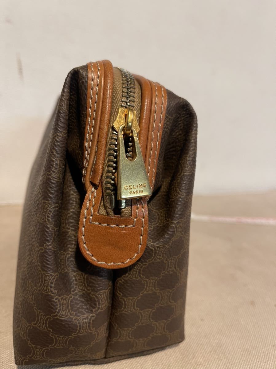 CELINE セリーヌ マカダム 柄 クラッチバッグ セカンドバッグ ブラウン ポーチ PVC レザー CELINE クラッチバッグ マカダム柄 M05 IN ☆CELINE