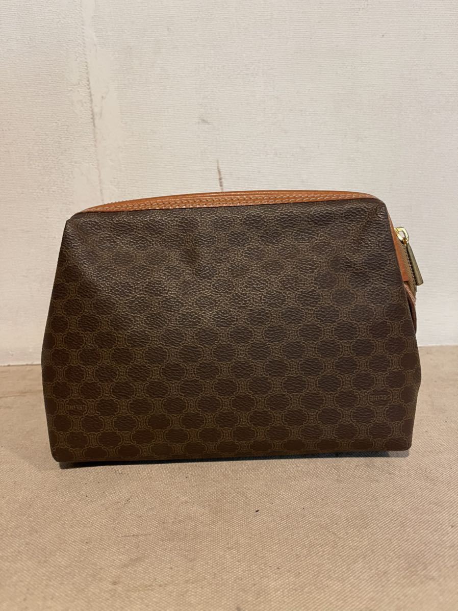 CELINE セリーヌ マカダム 柄 クラッチバッグ セカンドバッグ ブラウン ポーチ PVC レザー CELINE クラッチバッグ マカダム柄 M05 IN ☆CELINE