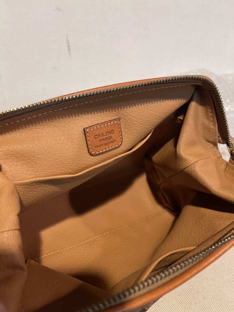CELINE セリーヌ マカダム 柄 クラッチバッグ セカンドバッグ ブラウン ポーチ PVC レザー CELINE クラッチバッグ マカダム柄 M05 IN ☆CELINE