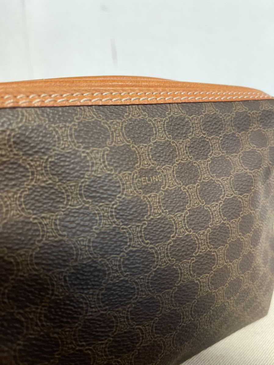 CELINE セリーヌ マカダム 柄 クラッチバッグ セカンドバッグ ブラウン ポーチ PVC レザー CELINE クラッチバッグ マカダム柄 M05 IN ☆CELINE