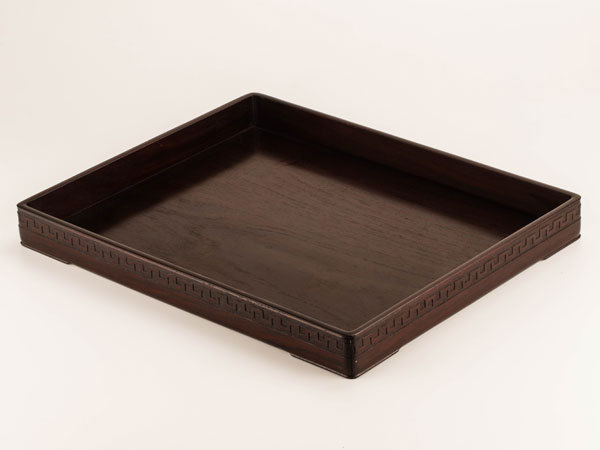 格安 直営 店 【流】煎茶道具 時代 唐木造 特大煎茶盆 長方盆 DB114