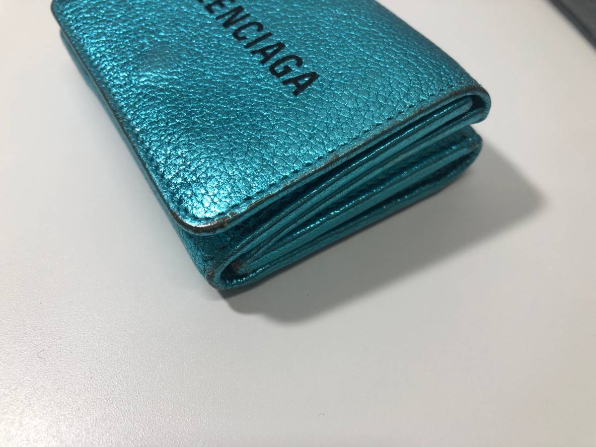 0001855/BALENCIAGA バレンシアガ 三つ折り財布 ミニ財布 メタリック 