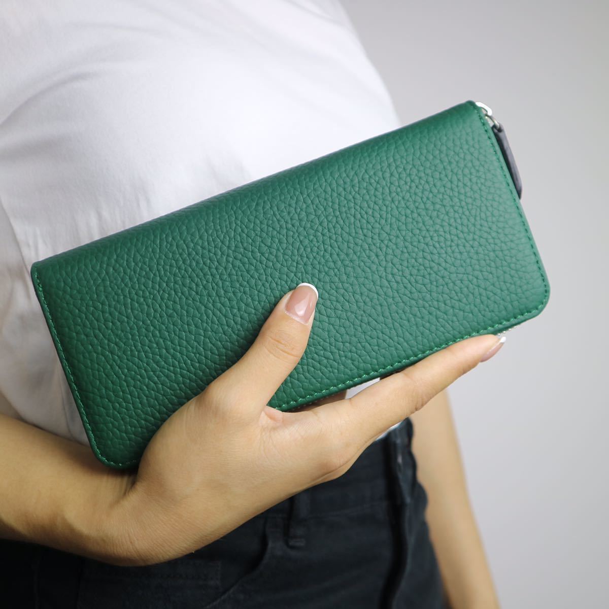 新作品 新作品 緑 グリーン系 イタリアンレザー 牛革本革 長財布 人気 