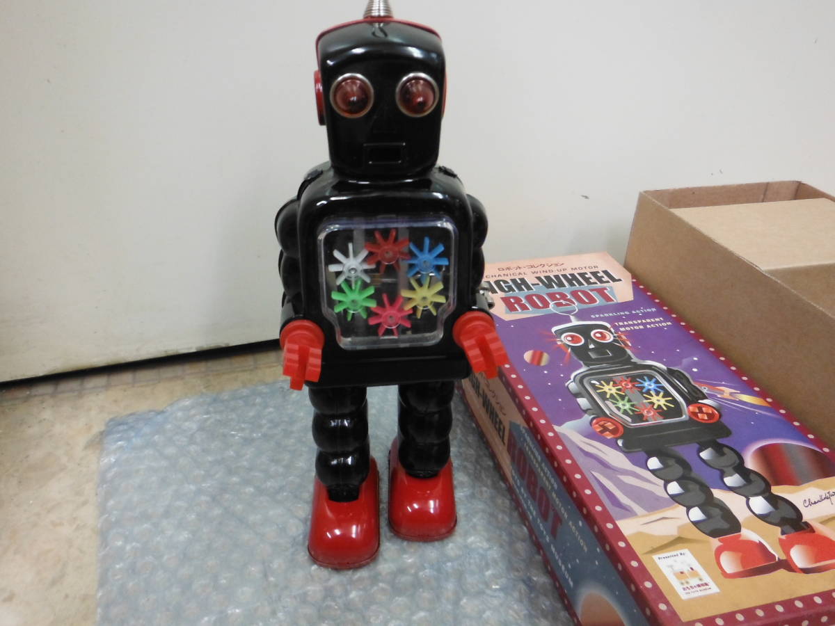 ブリキ ロボット HIGH WHEEL ROBOT 金属板金製 模型 ゼンマイ駆動