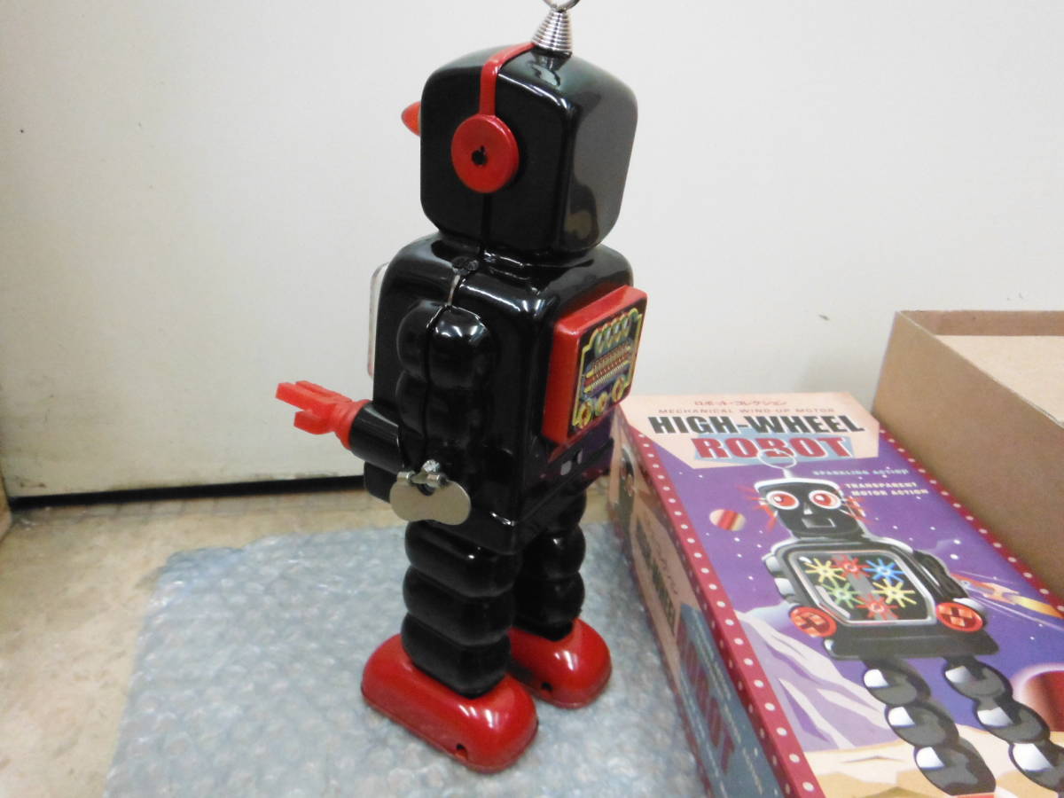 ブリキ ロボット HIGH WHEEL ROBOT 金属板金製 模型 ゼンマイ駆動