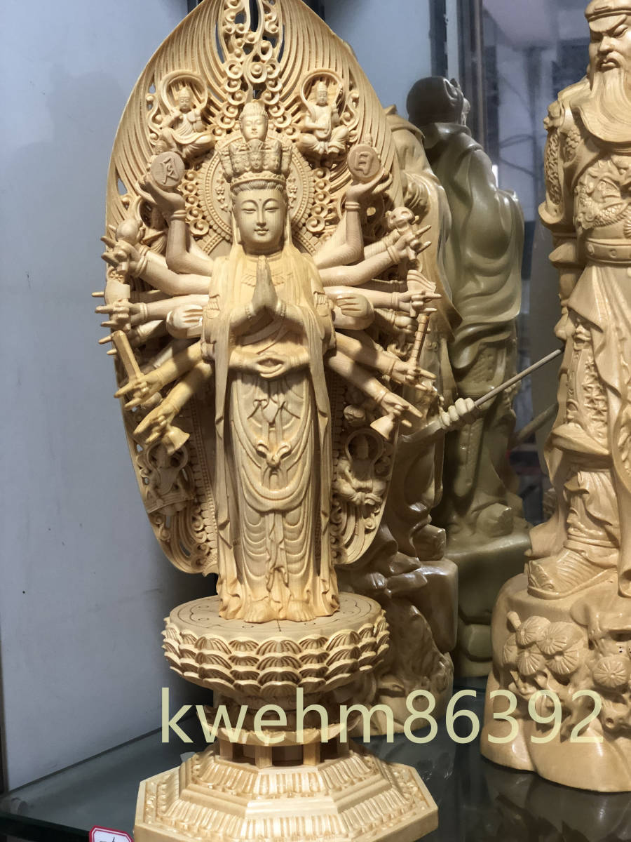 最高級 43cm 精密細工 千手観音 仏教美術 鎮宅辟邪 木彫仏像 千