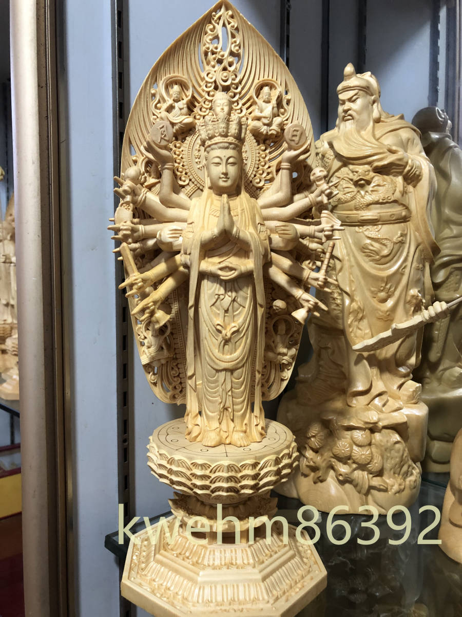 最高級 43cm 精密細工 千手観音 仏教美術 鎮宅辟邪 木彫仏像 千