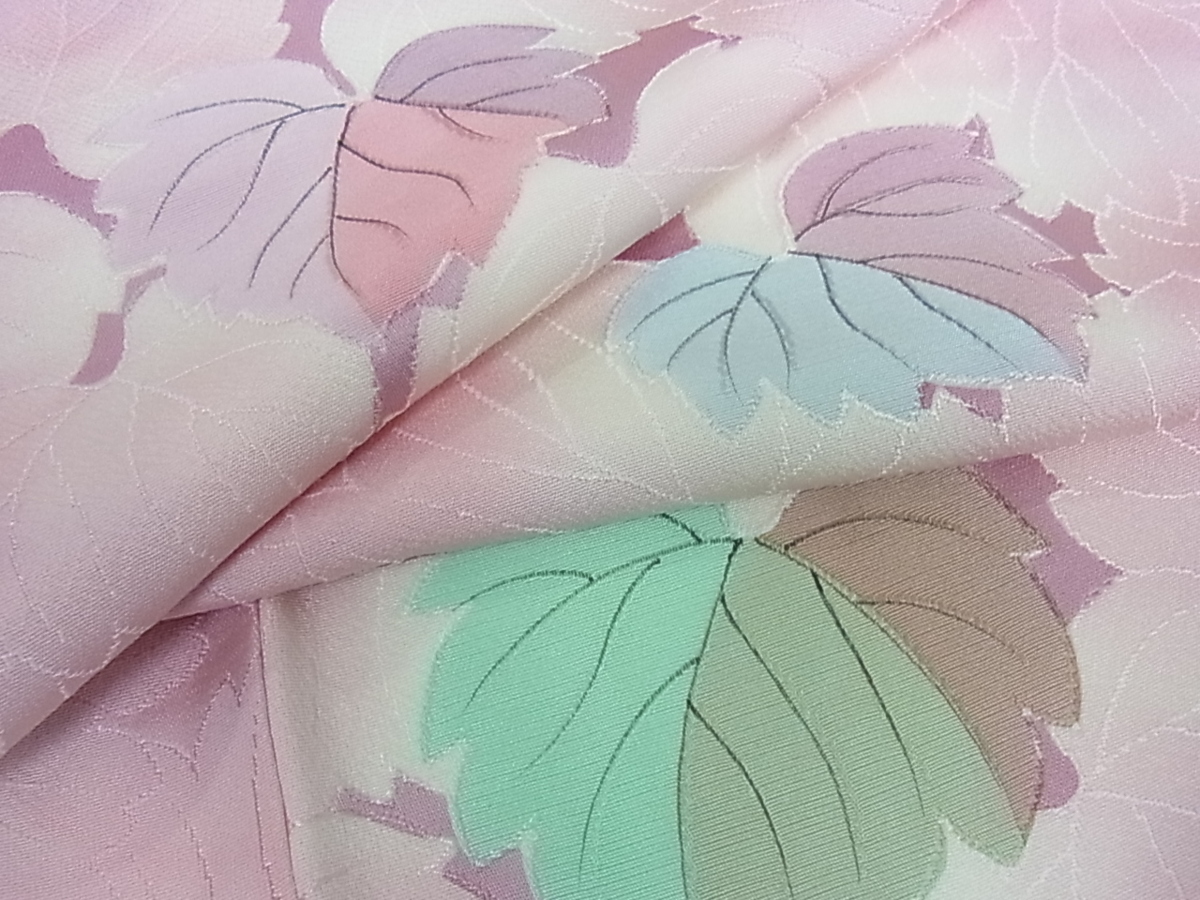 花美人着物■上質な小紋　手描き　蔦の葉文　逸品　ic2852