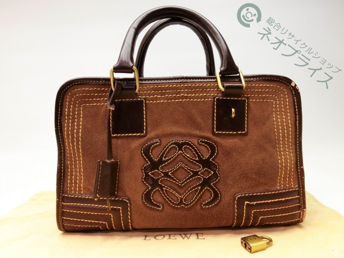 ◆Z1223 LOEWE ロエベ アマソナ スエード レザー ハンド バッグ