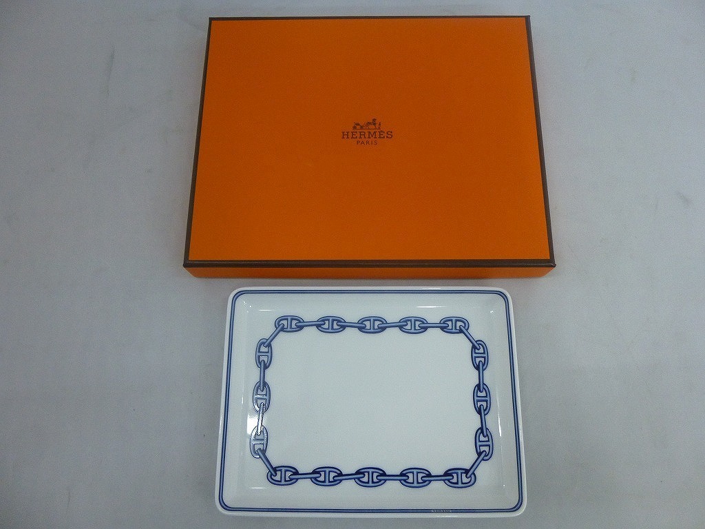 大人気 HERMES エルメス シェーヌダンクル スクエアプレート エルメス