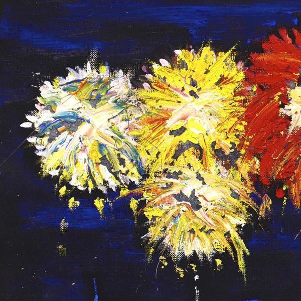 大作 真作WISH山下清「長岡の花火」リトグラフ 約12号 〇放浪の天才