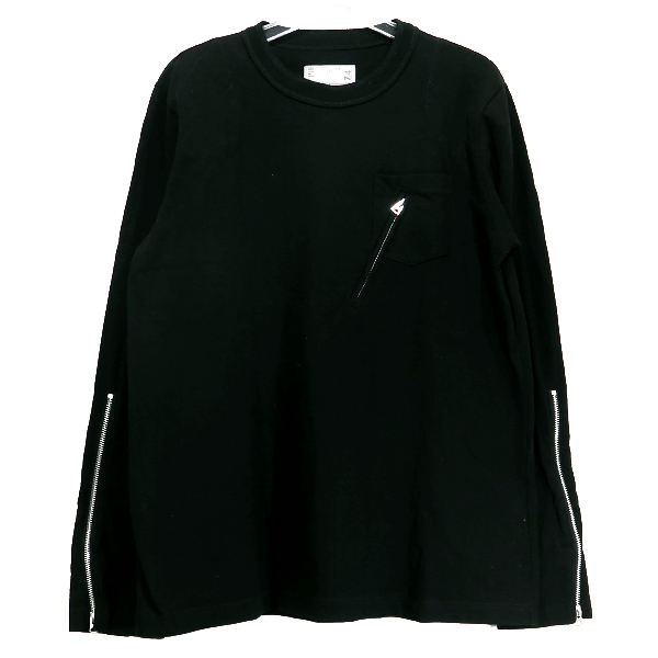sacai◇長袖Tシャツ/2/コットン/ブラック/無地/24-0797S 送料関税込
