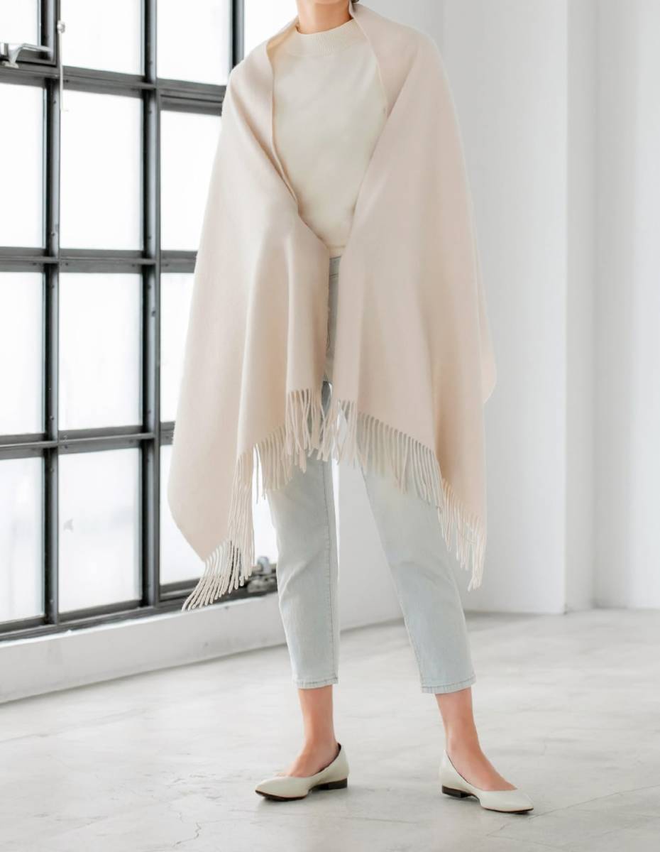 STYLE DELI】【LUXE】ボリュームカシミヤストールE／ミルク・F  
