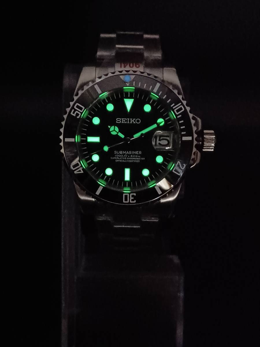 新品 黒サブ SS ステンレス SEIKO MODサブマリーナセイコー腕時計nh35  