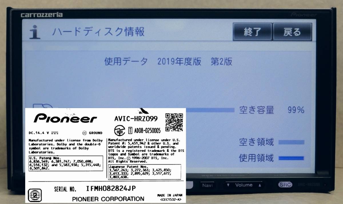 地図データ2019年第2版カロッツェリア楽ナビ | 公式通販 HRZ099
