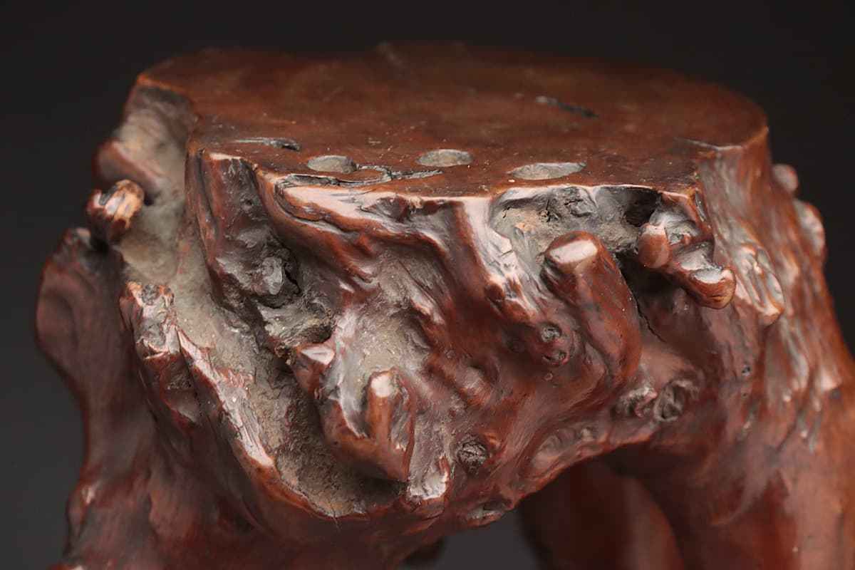 CX830 時代物 天然木 自然木 木瘤 天然根木台 高50.5cm 重800g