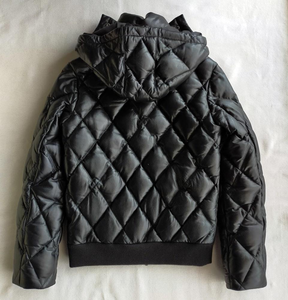 AMPHIBIAN レザー ダウンジャケット M 黒 パーカー アウター 革ジャン  