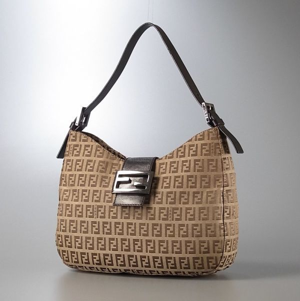 【新品，セール】 TD6614 イタリア製 FENDI フェンディ ズッキーノ Zucchino ダブルF/FFロゴ ショルダーバッグ ハンドバッグ 肩掛け ベージュ&times;ブラウン(ショルダーバッグ)｜売買されたオークション情報、yahooの かばん、バッグ