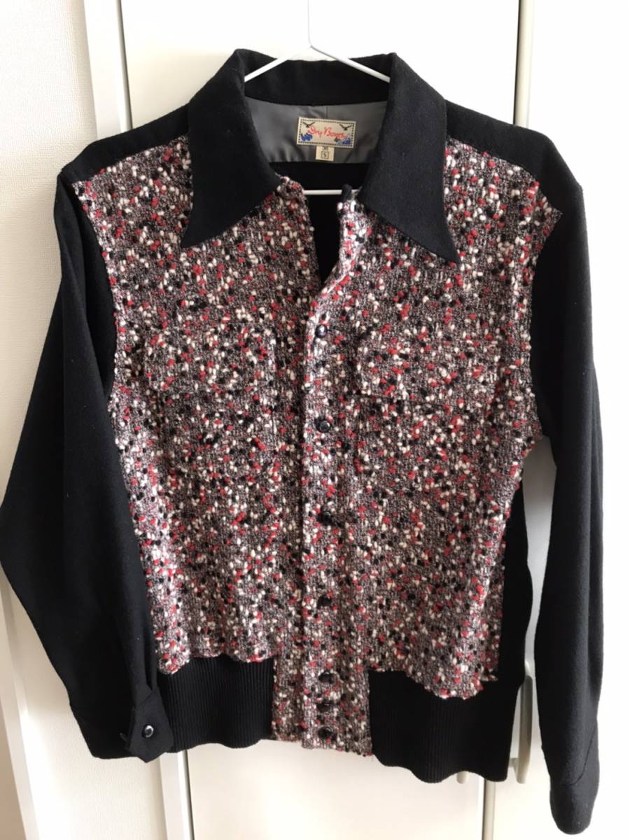 美品 DRY BONES ウール切り替えリブシャツ サイズ36 S ドライボーンズ 50S ロカビリー 日本製 フィフティーズ ロックンロール ルード Dry Bones DRY Pullover Leopard Shirt◆◆2トーンヒョウ柄プルオーバーシャツ◆DC-636