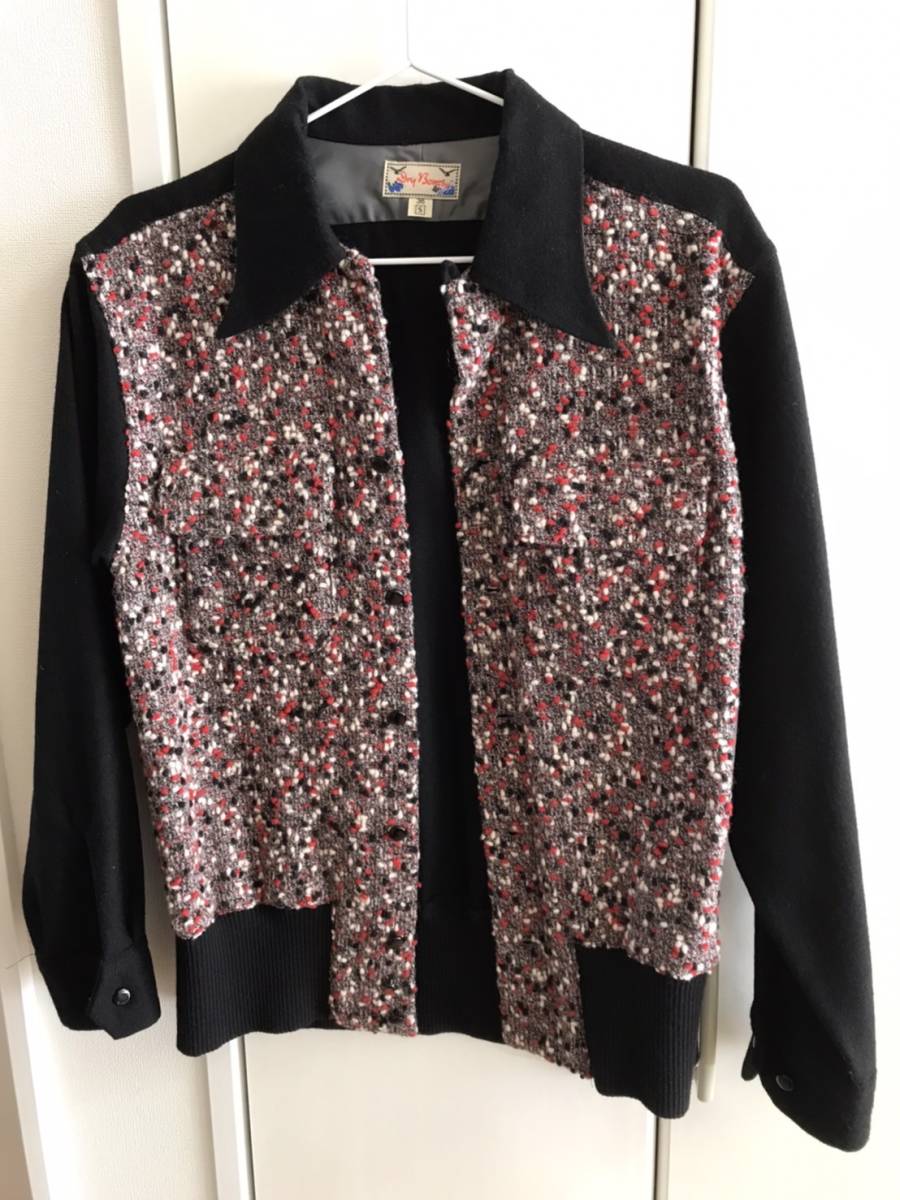 美品 DRY BONES ウール切り替えリブシャツ サイズ36 S ドライボーンズ 50S ロカビリー 日本製 フィフティーズ ロックンロール ルード Dry Bones DRY Pullover Leopard Shirt◆◆2トーンヒョウ柄プルオーバーシャツ◆DC-636