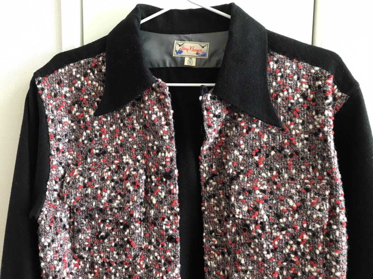 美品 DRY BONES ウール切り替えリブシャツ サイズ36 S ドライボーンズ 50S ロカビリー 日本製 フィフティーズ ロックンロール ルード Dry Bones DRY Pullover Leopard Shirt◆◆2トーンヒョウ柄プルオーバーシャツ◆DC-636