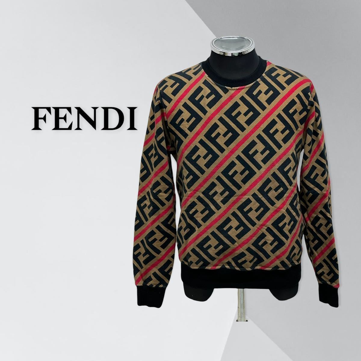FENDI フェンディ コットン ズッカ 総柄 FFロゴ クルーネック スウェットシャツ トレーナー メンズ FY0944 A7A9