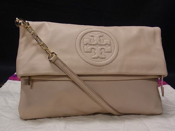 全国無料，SALE 1円 極 TORY BURCH トリーバーチ レザー チェーン 2WAY ショルダーバッグ クラッチ 斜め掛けかばん ピンクベージュ系 V6654Lh(かばん、バッグ)｜売買されたオークション情報、yahooの商品情報をアー かばん、バッグ