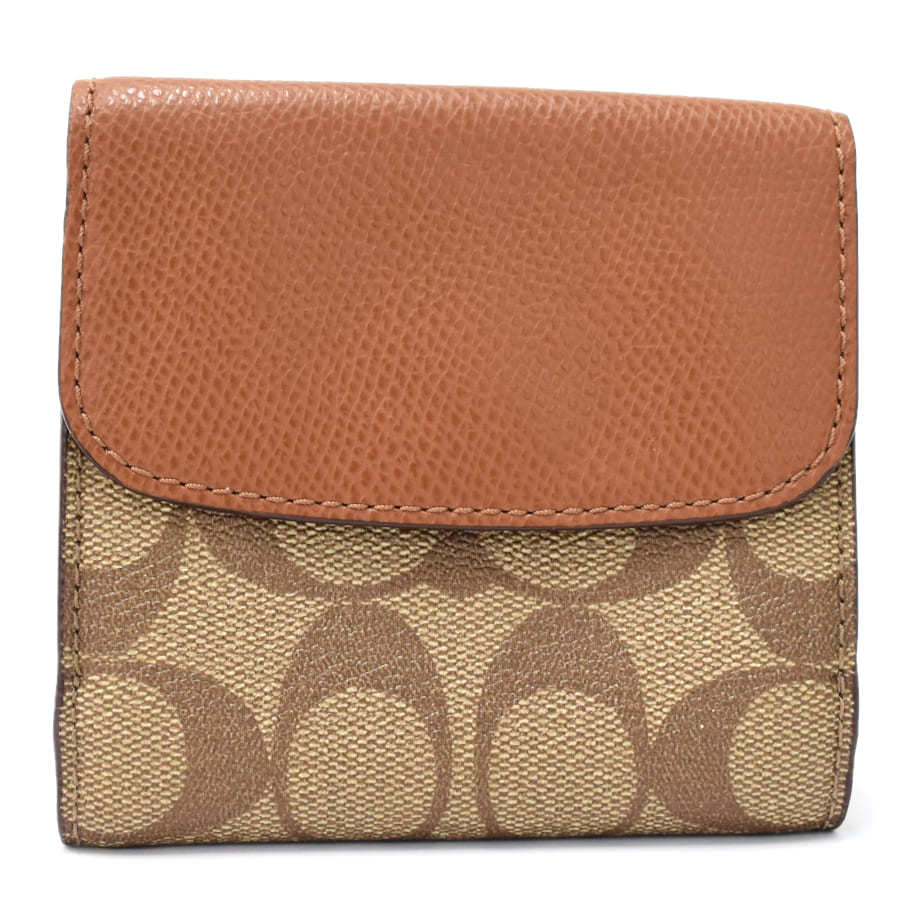 1円 ◇未使用品 COACH コーチ 財布 コンパクトウォレット 三つ折り W  