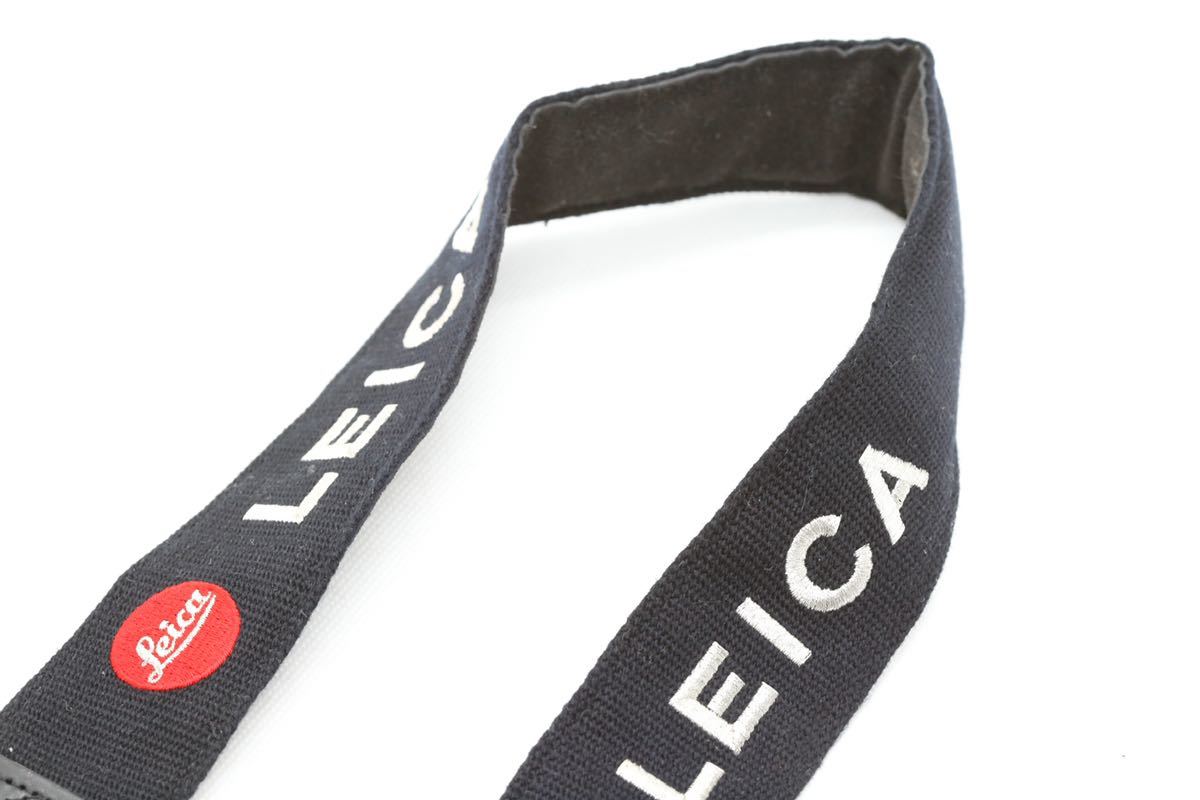 LEICA ライカ カメラ ストラップ 刺繍文字 黒色(ブラック)×白色