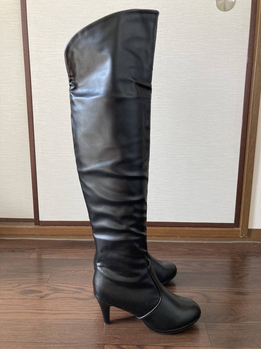 ◇ニーハイブーツ ブラック PUレザー 26◇美品pleaserダイアナcomex 