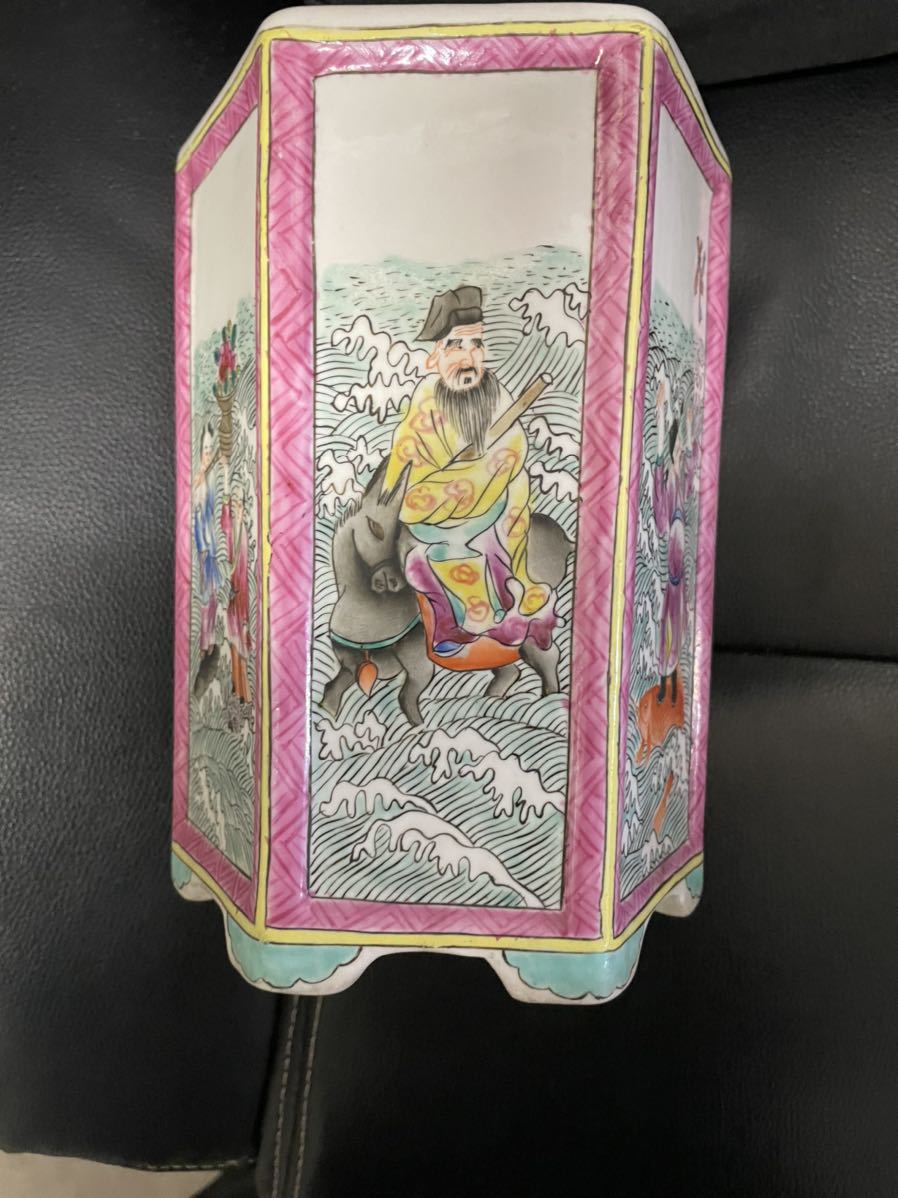 植木鉢 中国 粉彩色絵鉢 ①♪希少 梅の絵柄 白泥 - 景徳