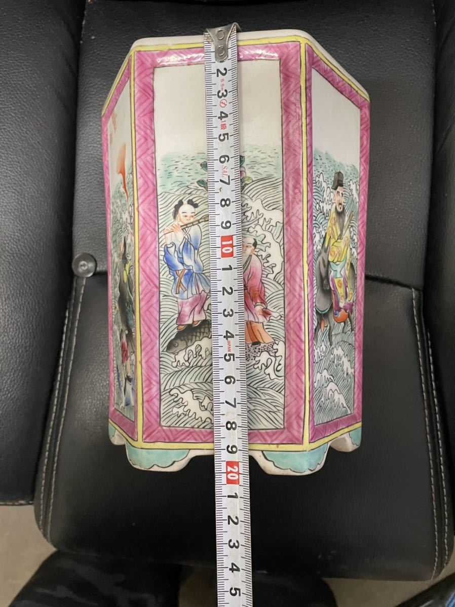 植木鉢 中国 粉彩色絵鉢 ①♪希少 梅の絵柄 白泥 - 景徳