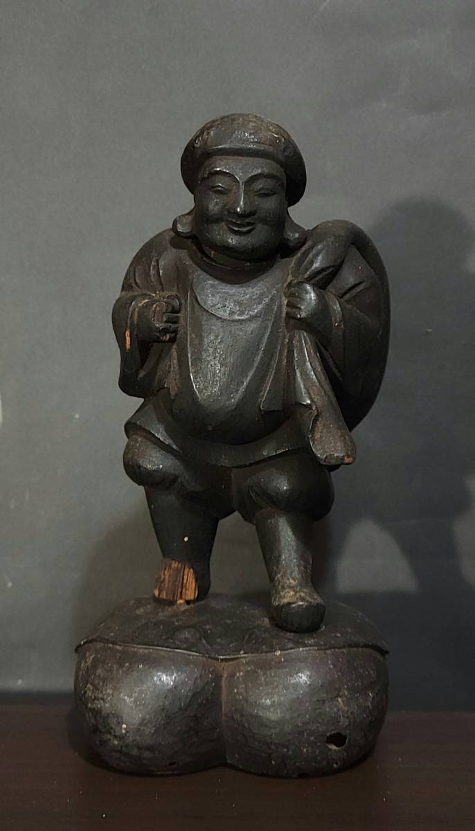 古美術柳 木造 走り大黒天像 室町～江戸前期 江戸後期に明満上