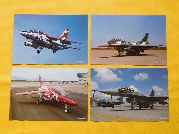 4枚] 空自 T-4 XT-4 F-2 ポストカード 戦闘機 絵はがき 絵葉書