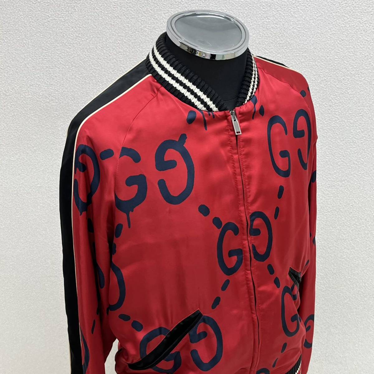 高級 美品 GUCCI グッチ 17SS グッチゴースト マルチプリント ボンバー 