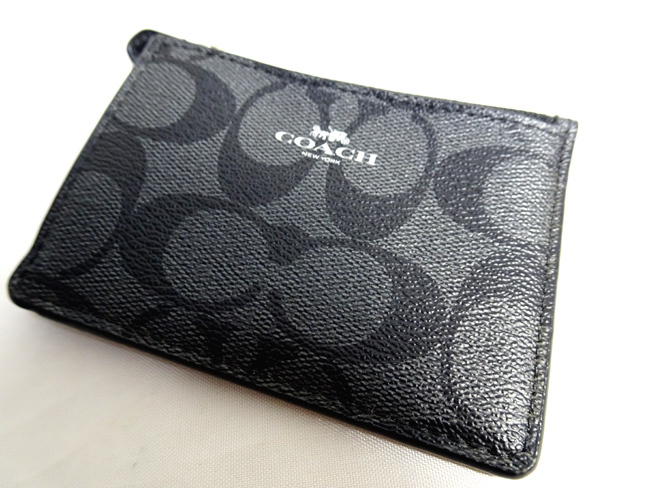 使用感少★COACH/コーチ◆ F16107 ブラック パスケース コインケース キーリング付き □財布 小銭入れ キーケース ブランド