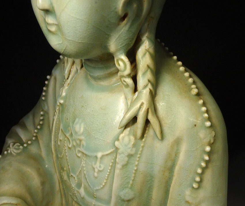 緑屋fc□ 中国古玩 青磁 仏像 菩薩像 高さ約42cm 仏教美術 唐物 時代物