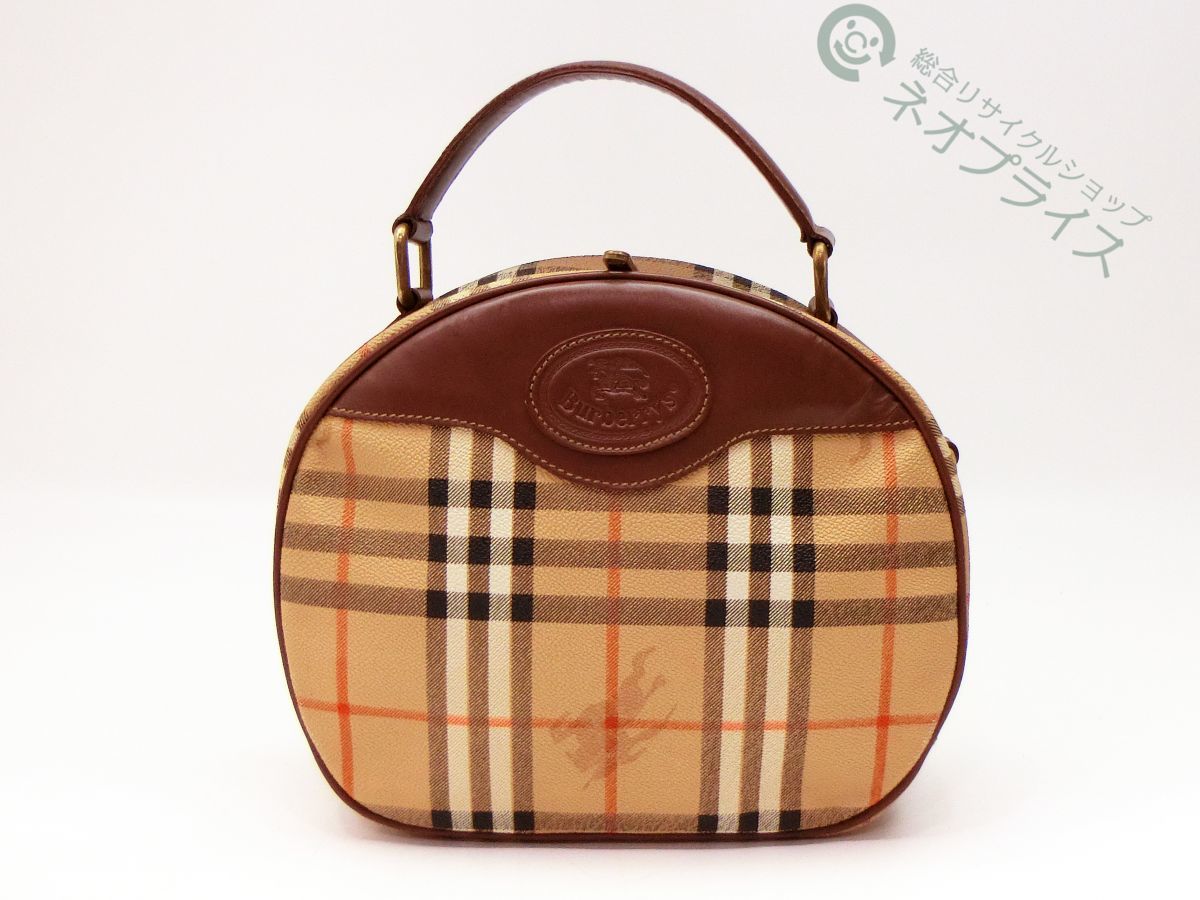 ◇Z1313 BURBERRY バーバリー ノバチェック PVC レザー ハンド バッグ 