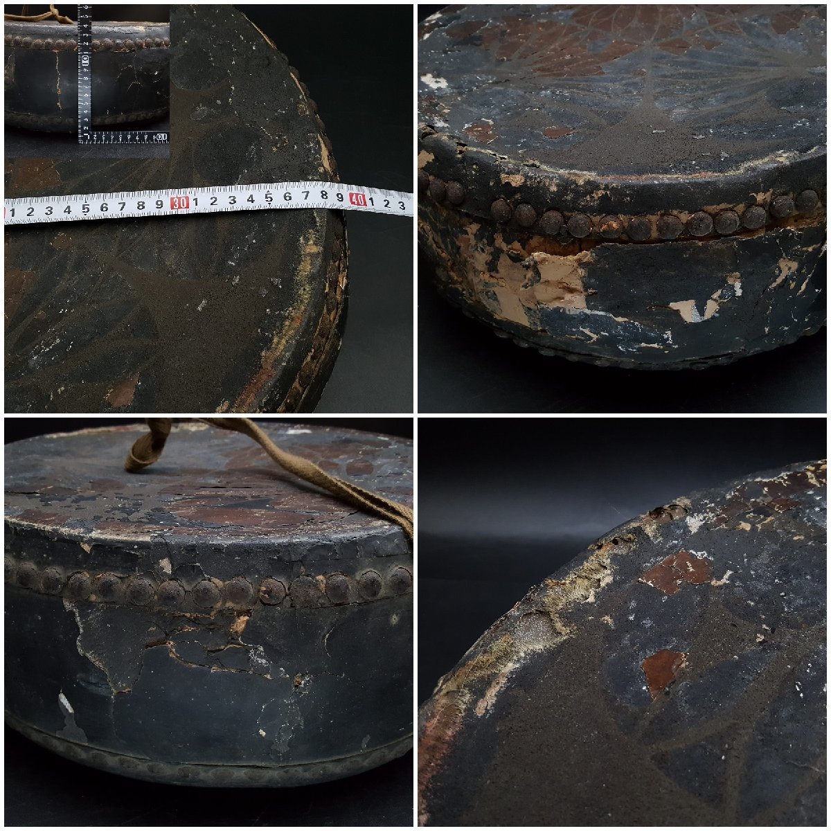 宝蔵】旧家蔵出し 江戸時代 徳川家 三つ葉葵紋 陣太鼓 約40cm 1円(雑貨