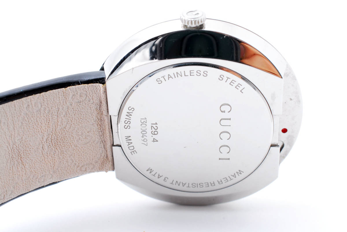 1円スタート】GUCCI グッチ レディース腕時計 QZ SS×エナメル 129.4 箱