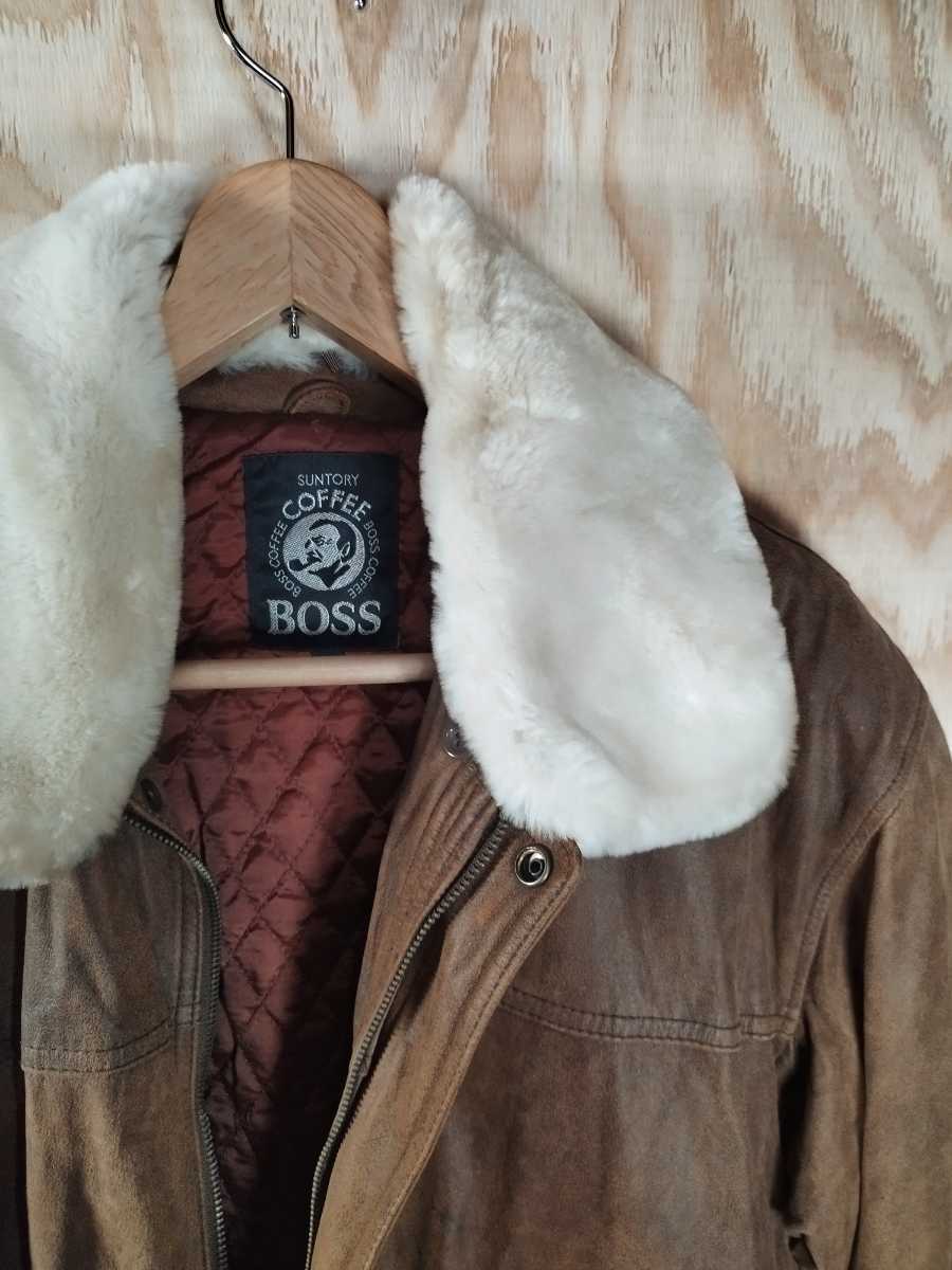 サントリー BOSS ボスジャン 革ジャン 牛革 レザージャケット ブラウン 
