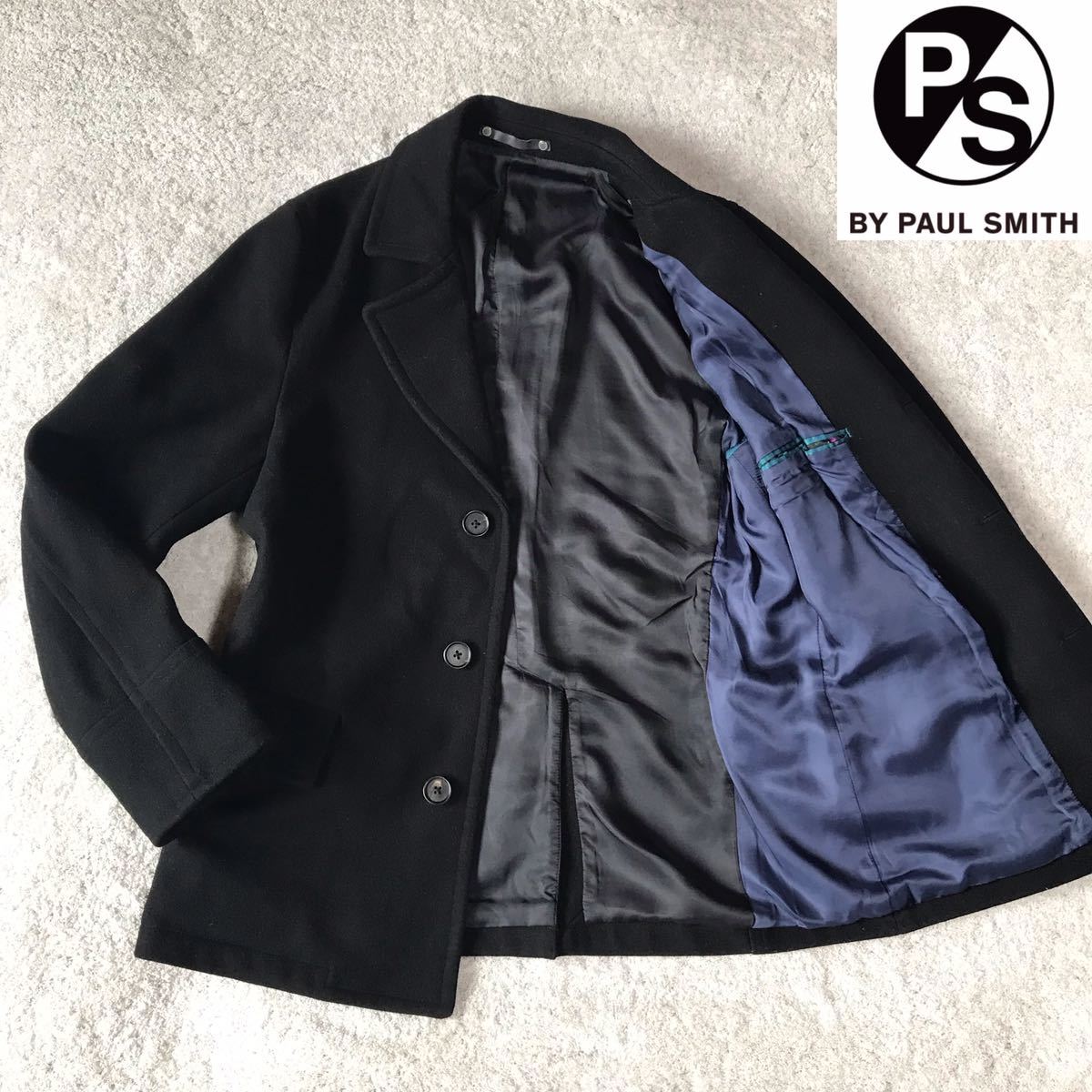 PSポールスミス メルトンウール カシミヤ ミリタリージャケット 裏地総柄 M Paul PS Smith ポールスミス □ ウール カシミヤ混 コート ⁄ Smith