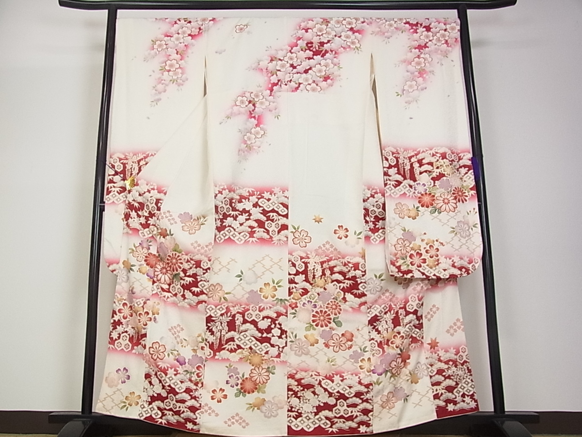 暈し染め 金彩 逸品 正絹 駒刺繍 花車文 BAAX6536hj 平和屋着物□豪華