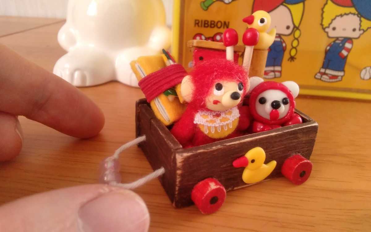○ミニチュア猿のオモチャカート レトロ雑貨 ハンドメイド ドール 