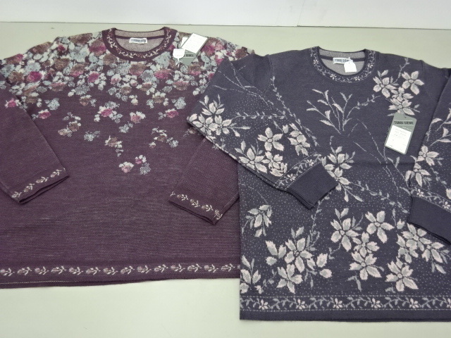 品質保証，新品 WOK494 婦人服/トロアジェーム/花柄/セーター/日本製/LLサイズ/パープル系/２点セット(XLサイズ以上)｜売買されたオークション情報、yahooの商品情報をアーカイブ公開 - オークファン XLサイズ以上