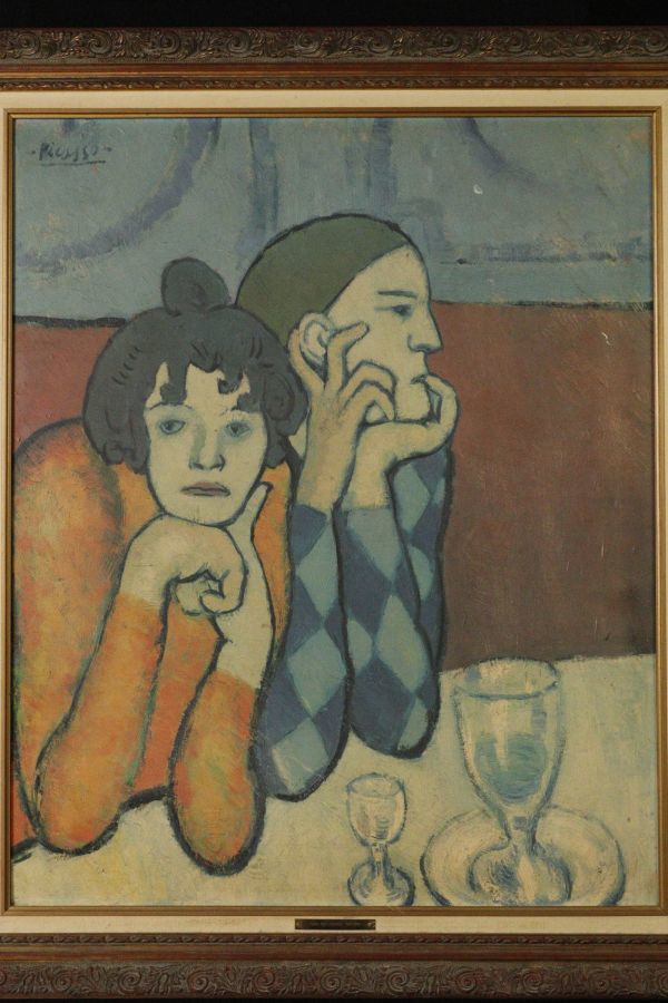 LIG】巨匠 パブロ・ピカソ 「アルルカンと女友達」 大作20号 複製画