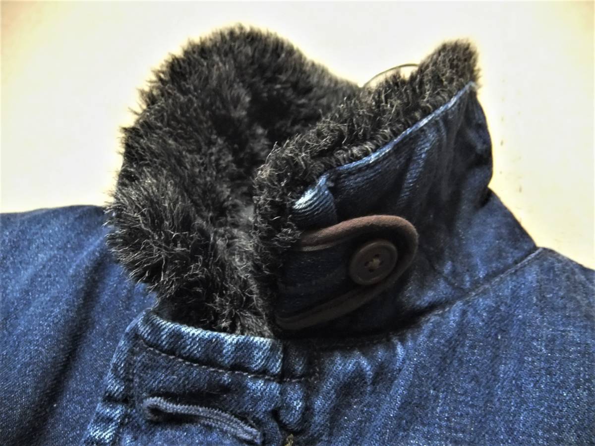 BLUE BLUE 加工 デニム N-1 デッキ ジャケット インディゴ ファー