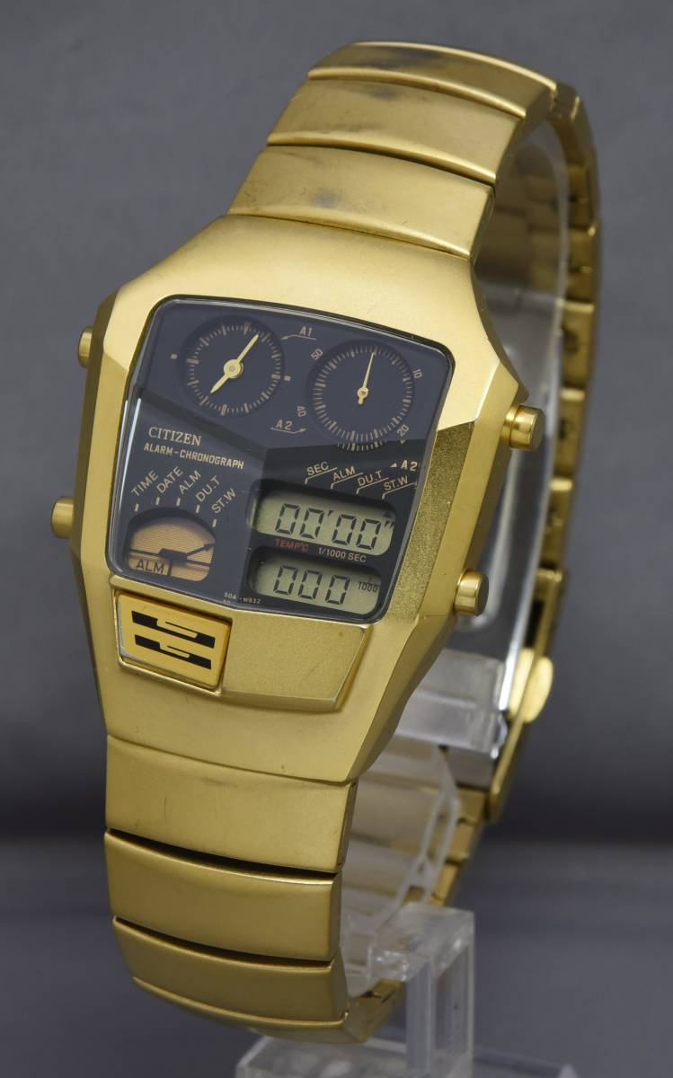 ゴールド アナデジテンプ CITIZEN 8988-Q01920 希少 レトロ 0