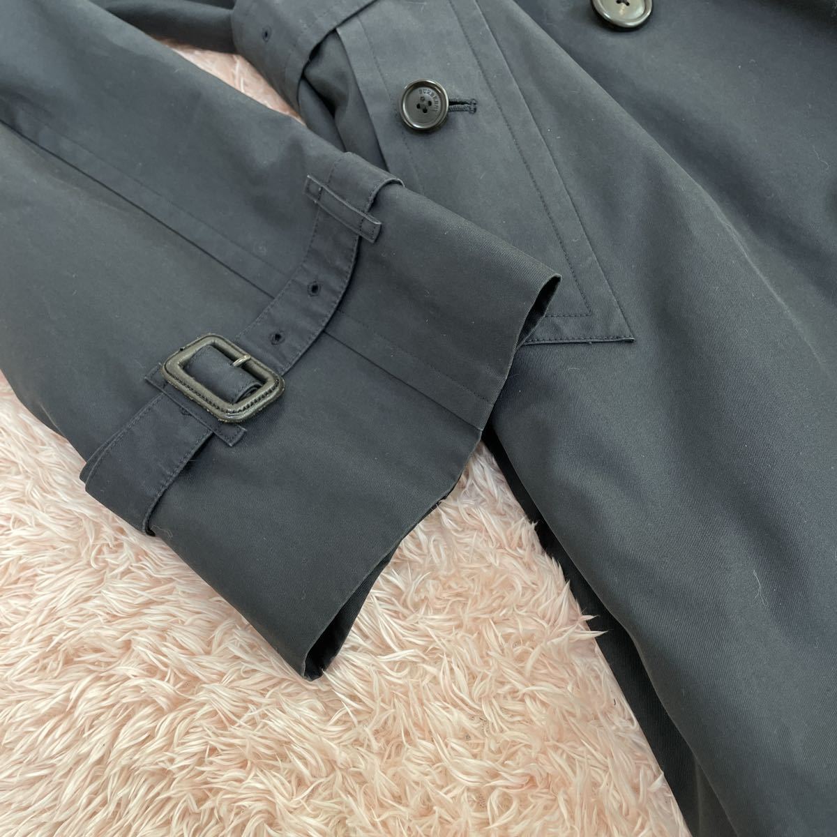 最高峰!! バーバリーロンドン トレンチコート 希少180サイズ XL以上 ロング丈 ノバチェック柄 BURBERRY カシミヤライナー ダークネイビー トレンチコート BURBERRY バーバリー 定価18万○美品BURBERRY LONDON○最高級ステンカラーコートノバ トレンチ