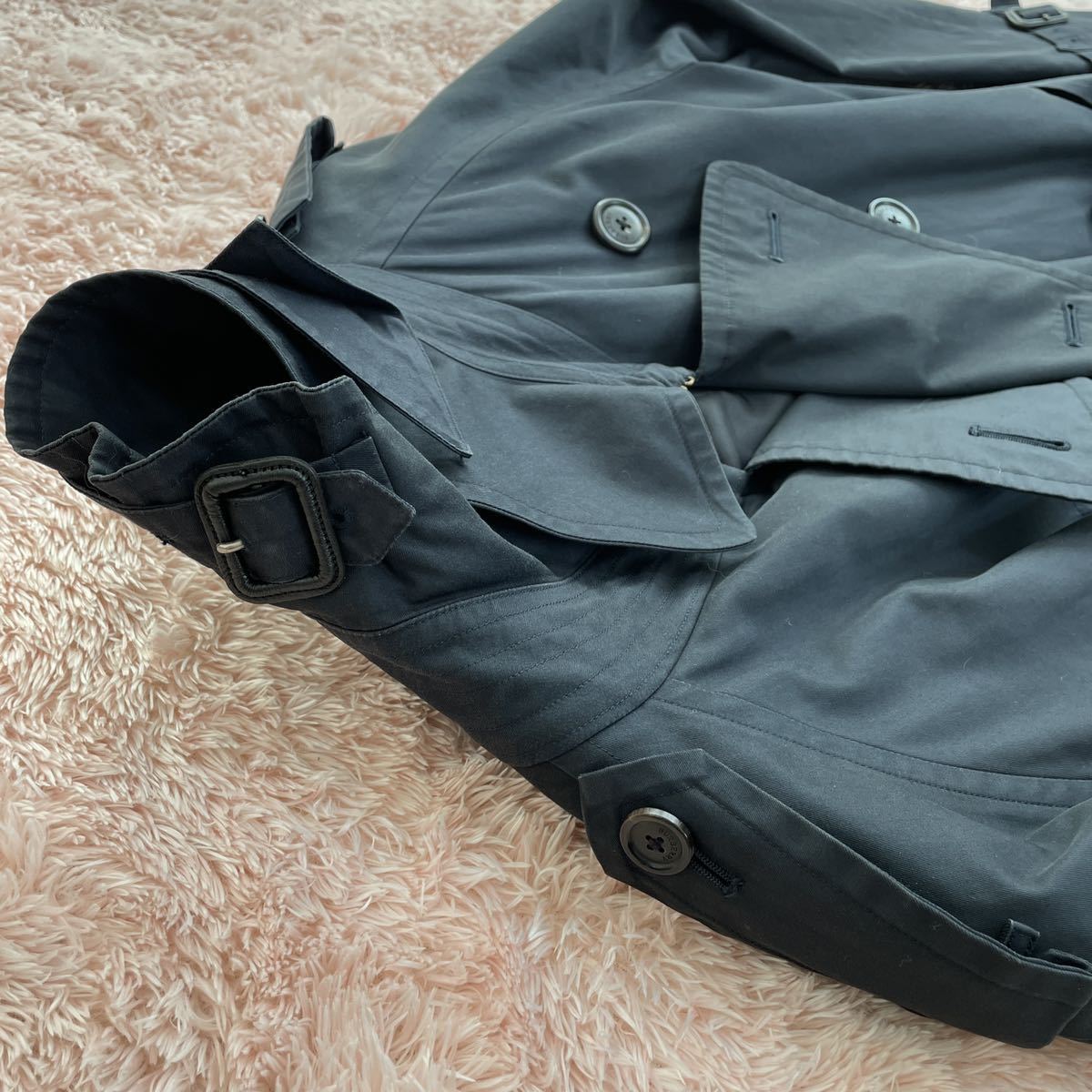 最高峰!! バーバリーロンドン トレンチコート 希少180サイズ XL以上 ロング丈 ノバチェック柄 BURBERRY カシミヤライナー ダークネイビー トレンチコート BURBERRY バーバリー 定価18万○美品BURBERRY LONDON○最高級ステンカラーコートノバ トレンチ
